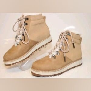 NEW TOMS Mojave Doe Nubuck Fur Lace Up Waterproof Lace-Up Tan Ankle Boots 6